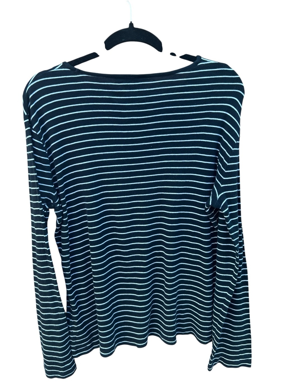 Lauren Ralph Lauren XXL Black White Striped Monogram Long Sleeve Tee Nautical - Picture 3 of 5
